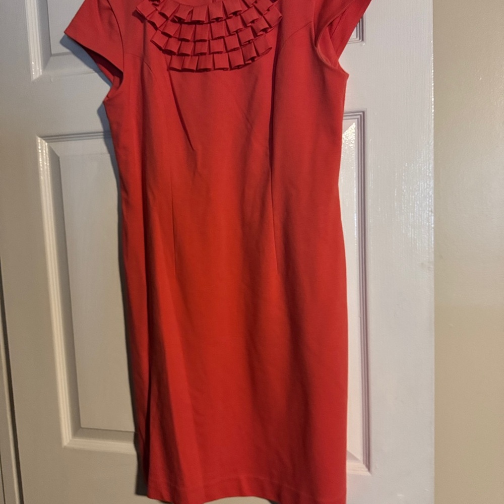 Adrienne Vittadini Red Pleated Sheath Dress